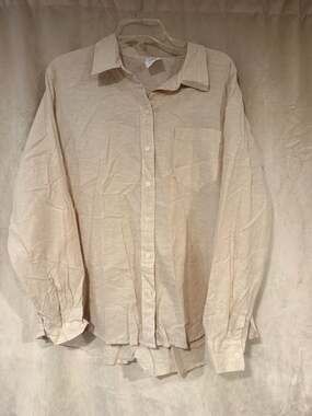 Gap The Easy Shirt Linen-Blend Button Down XL Beige